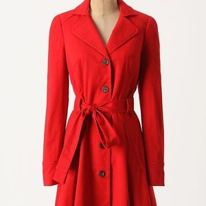 Elevenses Anthropologie red trench coat